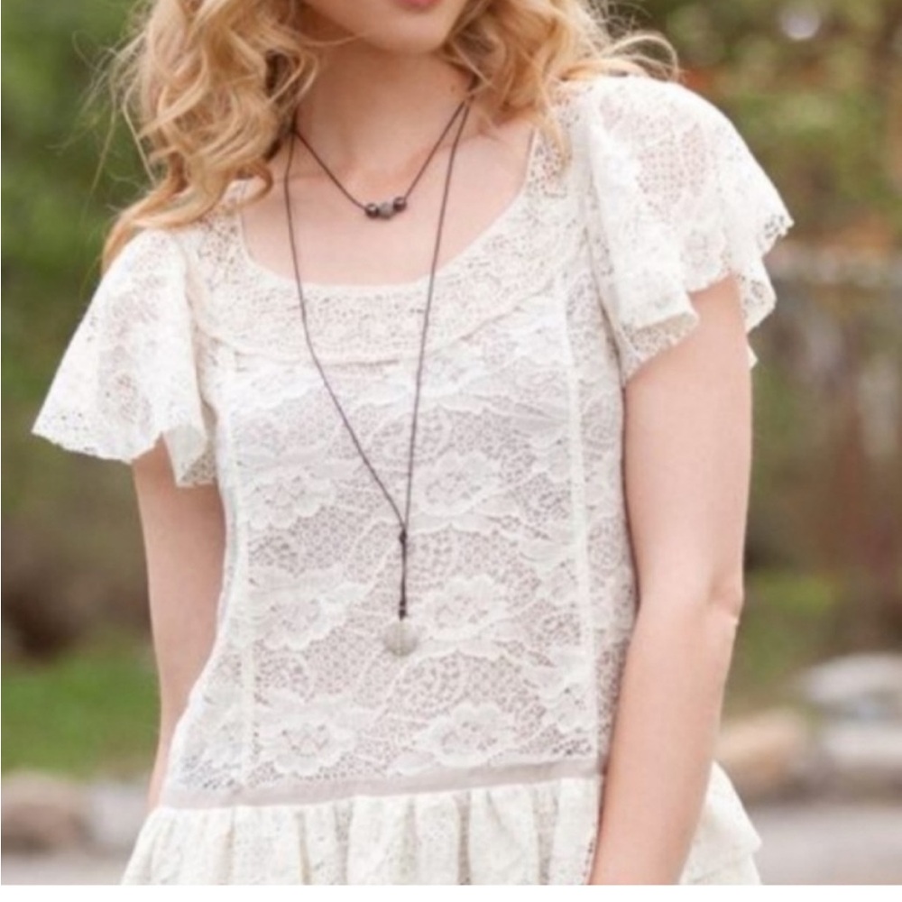 SUNDANCE lace Ladonna tunic top shirt Size M